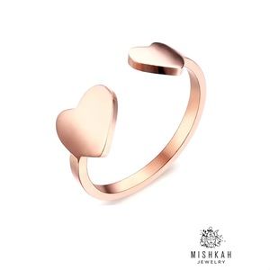 Just In❤️Adjustable Double Heart Rose Gold Ring